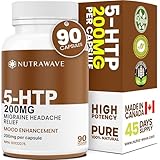Nutrawave PURE 5-HTP 200mg Capsules – 5-HTP Supplement for Women & Men – Non-GMO, Vegan, Gluten-Free – 90 Capsules