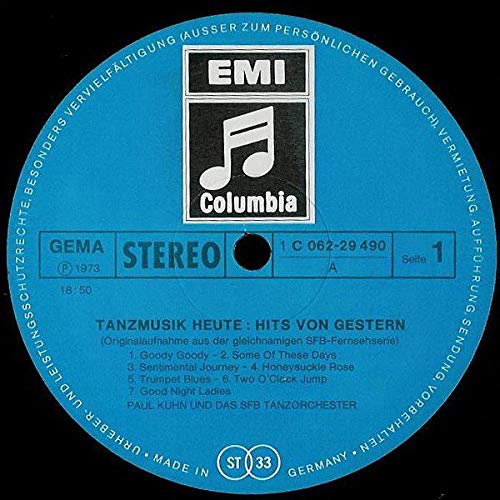 Tanzmusik Heute: Hits Von Gestern Und Boogie & Blues (Originalaufnahme Aus Der Gleichnamigen SFB-Fernsehserie) [Vinyl LP]