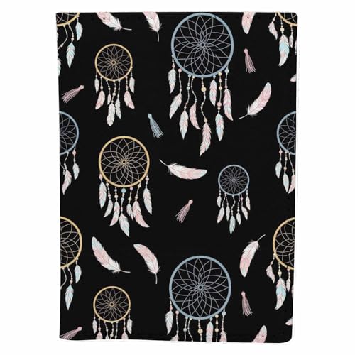 Kaxepren Dream Catcher Passport Holder for Travel Feathers Boho Style PU Leather Passport Cover Wallet Cute Passport Card Holder for Women and Men