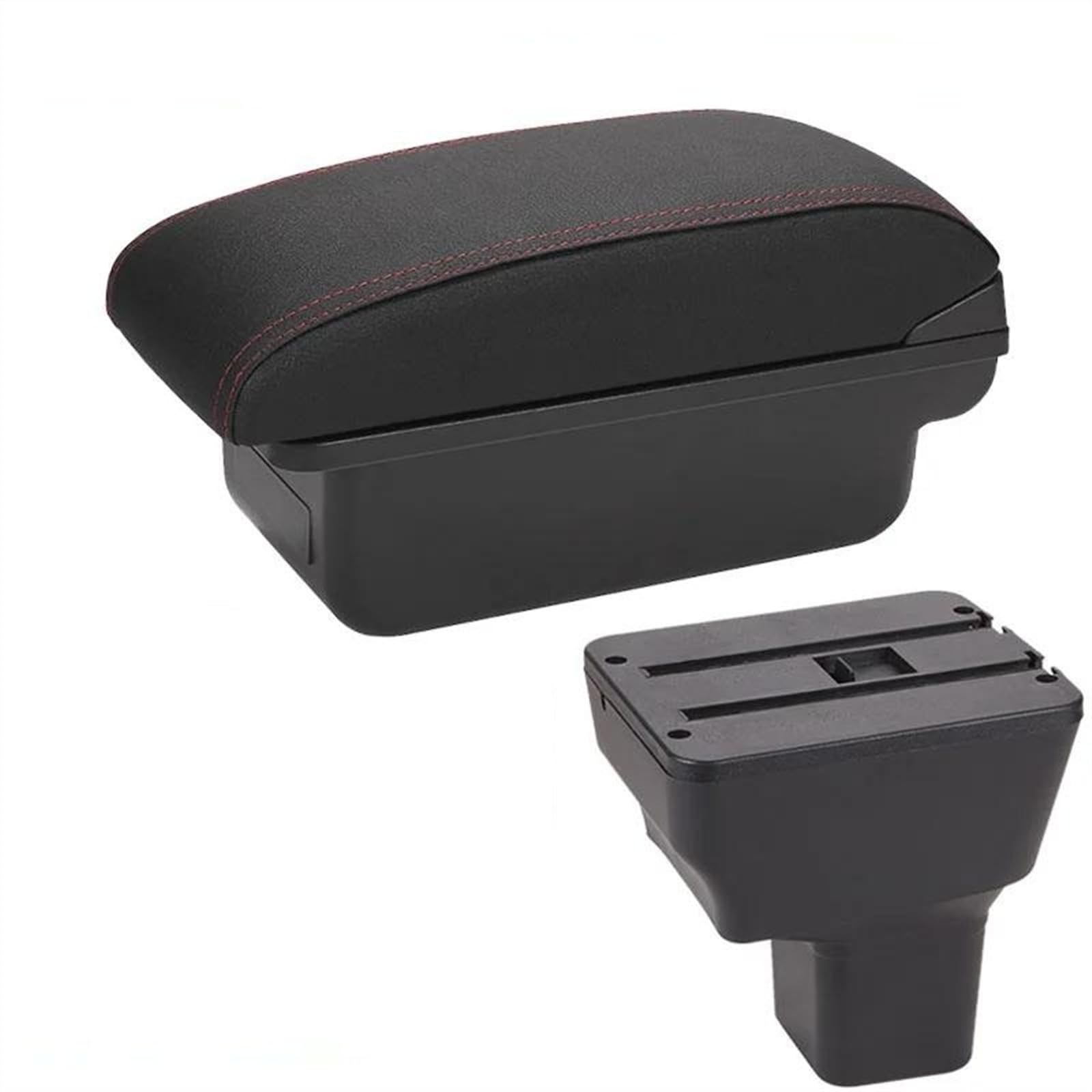NMJLQW Storage Rack Car Center Console Storage Box Multifunctional Armrest Storage Box Interior Accessories For Kicks 2016-2021(C1 Black red NO USB)
