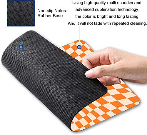Armanza Mouse Pad, Orange Checkered Design Mouse Pad, Washable Square Cloth Mousepad For Office Laptop, Non-Slip Rubber Computer Mouse Pads For Wireless Mouse, Cute Mouse Pads For Desk #TOP1