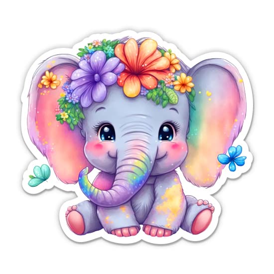 Amazon.com - Baby Elephant Sticker - 3" Laptop Sticker - Waterproof Vinyl  for Car, Phone, Water Bottle - Cute Colorful Elephant Decal
