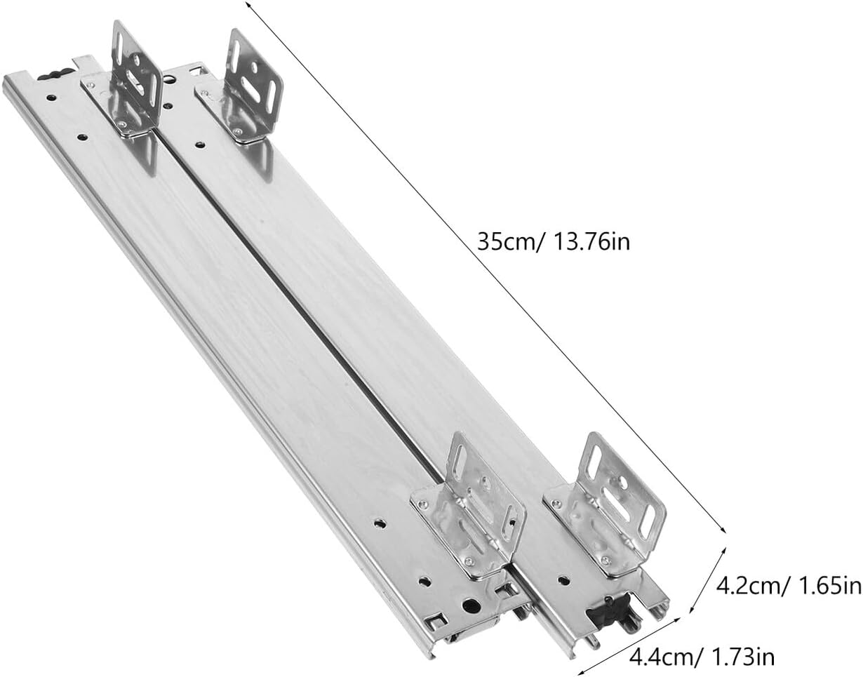 45mm Wide Cabinet Drawer Slides 14 Inch Heavy Duty Guide Rails for Kitchen Storage Bins and Cabinet Sliders Full Extension Drawer Glides Replacement Set