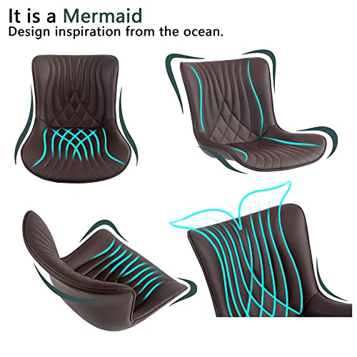 Youtaste Dining Chairs Set Of 2 Upholstered Mid Century Modern Kitchen Dining Room Chairs Armless Faux Leather Accent Chairs Metal Vanity Lounge Chair With Back For Living Room Bedrooms,Brown #TOP3