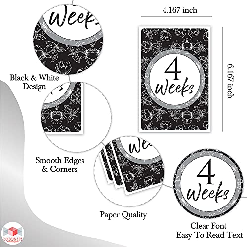 Image of Wobbox Pregnancy Milestone Cards, Black & White, Pregnancy Journey, Weeks Growth Milestone Cards, Pregnancy Gift Scrapbook Photo Keepsake - Set of 27 Pieces