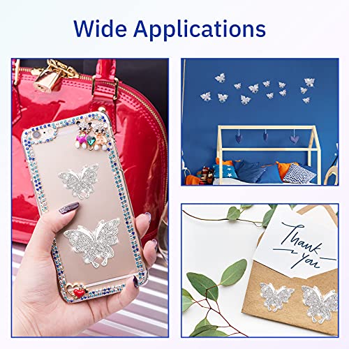 8 Pieces Bling Crystal Butterfly Car Stickers Rhinestone Decals Bling Decorative Decal For Car Decoration Bling Bling Interior Accessories (Silver) #TOP5