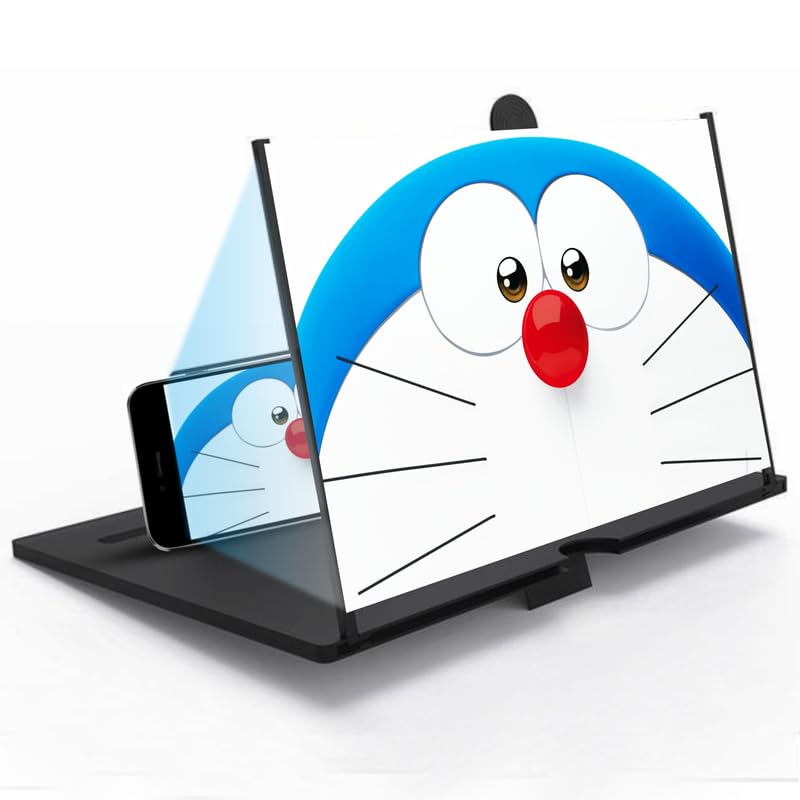 Smooth Life 8.5 Inch Screen Magnifier for Cell Phone, 3D HD Magnifying Projector Screen Enlarger Expanders for Movies, Videos & Foldable Phone Stand, Compatible with All Smartphones (Color- Black)