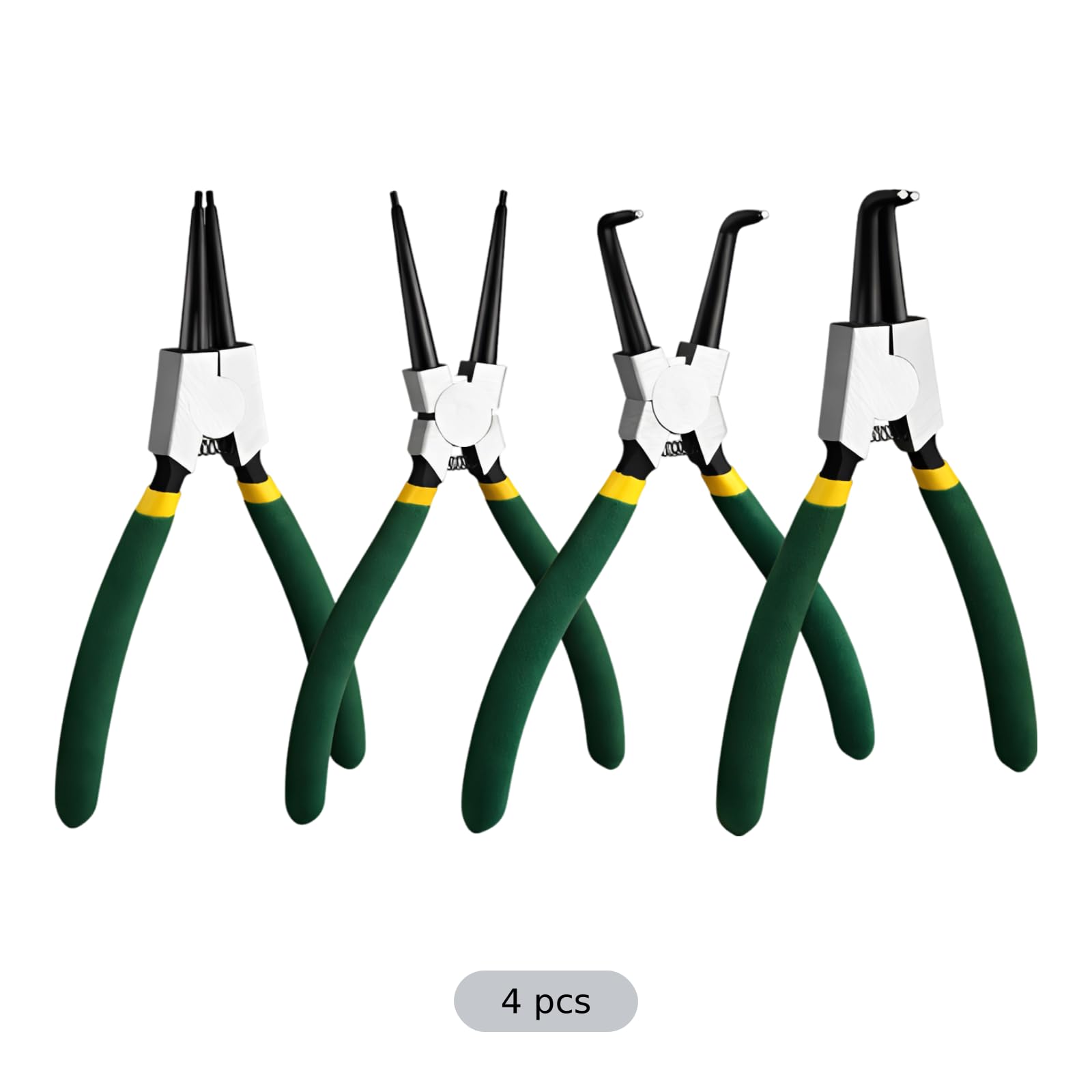 Lot de 4 pinces à circlips en acier de 15,2 cm, kit pour circlips internes et externes, becs courbés et droits, outil traité thermiquement pour mécaniciens, réparation auto, entretien industriel