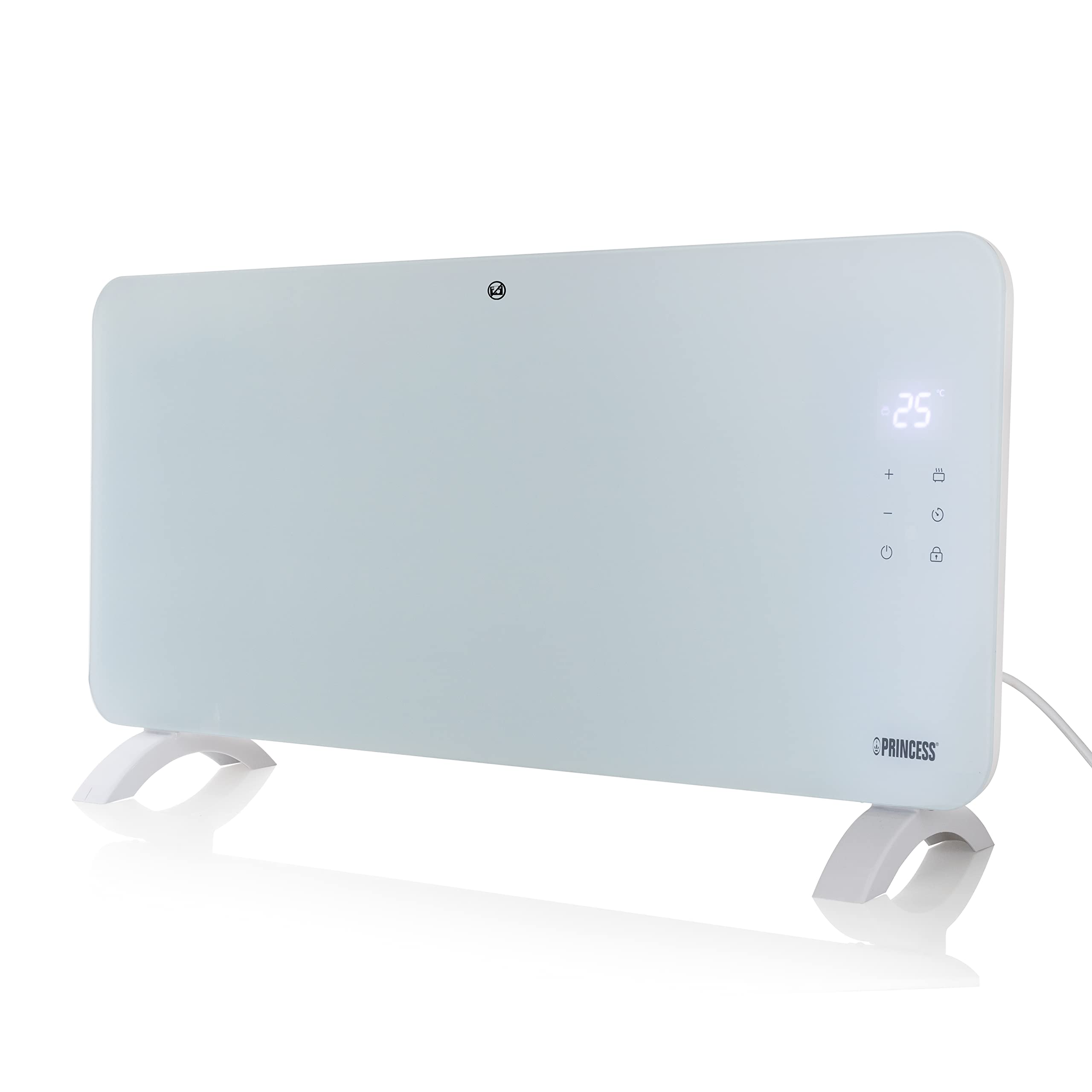 Princess connected electric heater - Convection heating - Manual, app or voice control - Free app - Glass panel - 1500 W - White - 348151