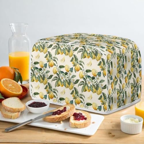 Image of Talayituse Lemon Flower Print 4 Slice Toaster Covers Dust Protection Bread Maker Covers Toaster Oven Cloth Cover Kitchen Accessories Washable Appliance Cover with Handle