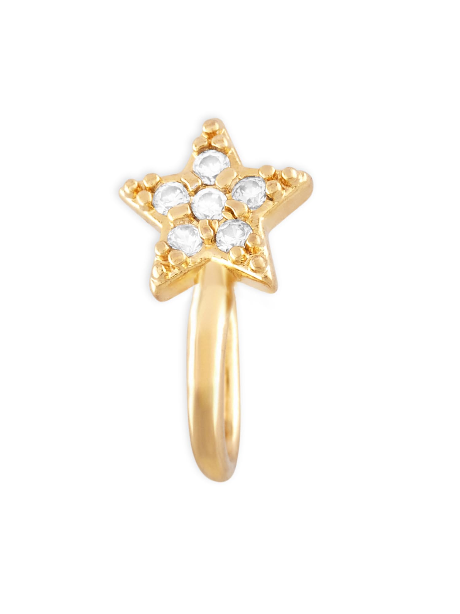 zaveri pearls Gold Tone Cubic Zirconia Embellished Star Contemporary Brass Clip On Nose Pin For Women-ZPFK17180-picture-14