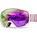 OutdoorMaster OTG Ski Goggles - Over Glasses Ski / Snowboard Goggles for Men, Women & Youth - 100% UV Protection (White Frame + VLT 45% Purple Lens with Full REVO Red)
