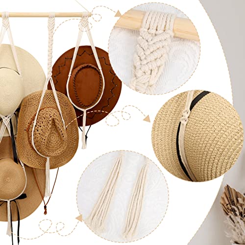 Zyp Macrame Hat Hangers Boho Hat Rack For Wall Hat Holder Display Organizer Bobo Hanging Hat Organizer Storage For Wide Brim Hats #TOP4