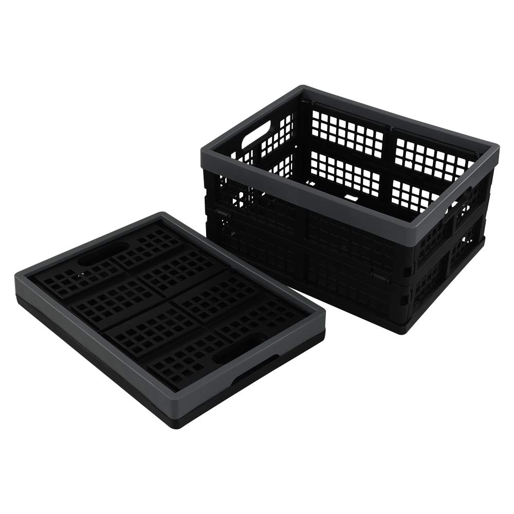 Neadas 15 L Plastic Collapsible Storage Crate, Folding Storage Box Crate, 2 Pack