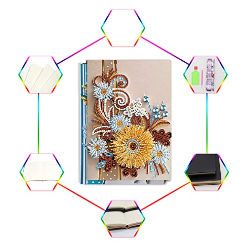 DCIDBEI 2 Pack Diamond Notebook Blank Sketchbook A5 Diamond Painting Kits Adult Children Sketchbook Flowers Diamond Diary Kit Diamond Art Notebooks Multipack Notebooks Kids Journal Book Flowers - Image 4