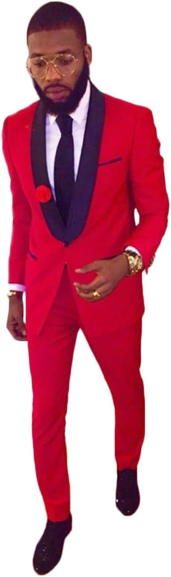 Men's Slim Fit 2 PC Wedding Suit Shawl Lapel Groom Wedding Tuxedos Prom Suits