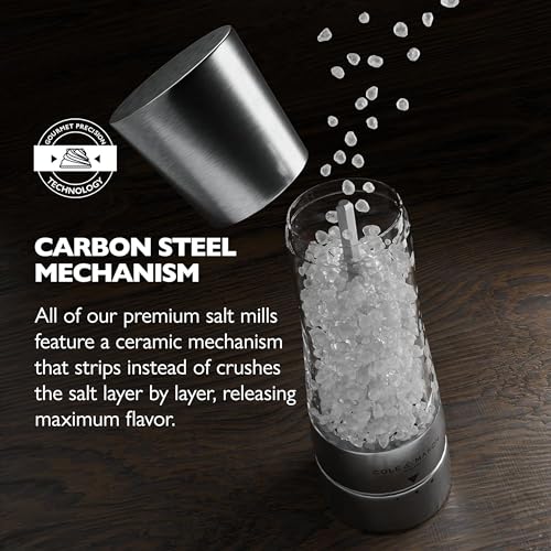 Image of COLE & MASON Derwent Salt Grinder - Stainless Steel Mill Includes Gourmet Precision Mechanism and Premium Sea Salt