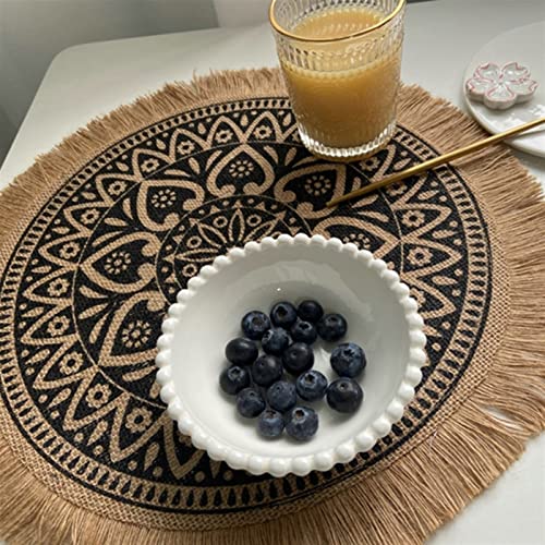 Set de table rond mandala de qualité supérieure aux finitions frangées - 7