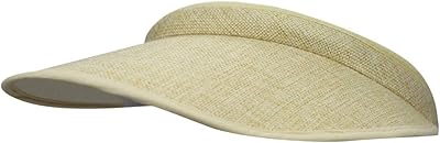 Womens Summer Sun Cotton Paper Straw Wide Brim Clip on Beach Golf Cap Hat Visor Beige