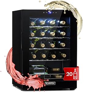 KLARSTEIN Cantinetta Vino Design, Cantinetta Vino Refrigerata a Zona Singola per Vino Rosso, Bianco e Birra, Controlli Touch, Frigo Vino Cantinetta per Esterno/Interno, 5-18°C, 53L, 20 Bottiglie