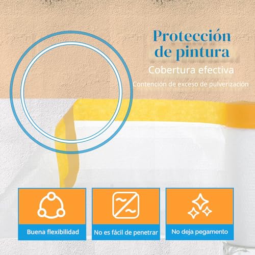 Miniatura 3 de Bafumiu Conjunto De 4 Plastico Cubretodo 80 M En Total Plastico Protector Para Pintura, 2 Rollos De 55 Cm X 20 M 2 Rollos De 150 Cm X 20 M Plástico Para Cubrir Muebles Autoadhesivo.