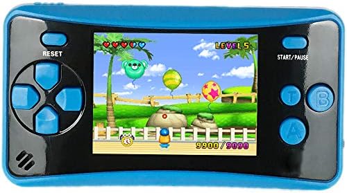 Portable Handheld Games for Kids 2.5" LCD Screen Game TV Output Arcade Gaming Player System Built in 182 Classic Retro Video Games Birthday for Your Boys Girls (Blue)