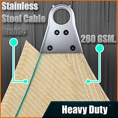 Amgo 24' x 24' Beige Rectangle Super Ring Sun Shade Sail UPF50+ AGSRR Canopy Awning Shades for Patio, Commercial Standard, 260 GSM Heavy Duty, 98% UV Blockage, 5 Years Warranty (We Customize) - Image 4