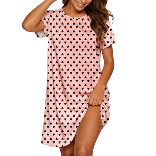 Image of American Trends Nightgowns for Women Cotton Night Shirts Short Sleeve Knee-Length, Sleep Shirts Summer Pajamas Sleepwear