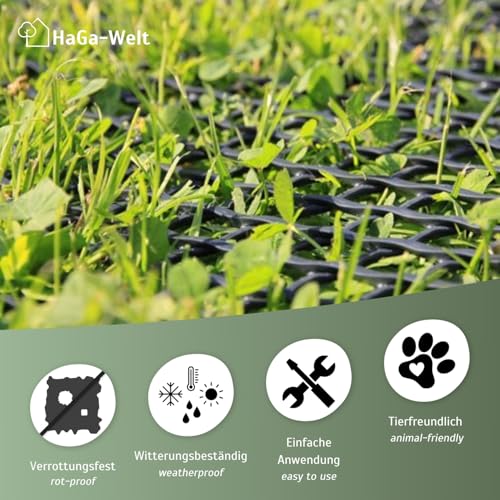 HaGa Rasenschutzgitter 2m Breite (Meterware) aus Kunststoff - Robustes befahrbares Rasengitter für Garten und Rasenflächen