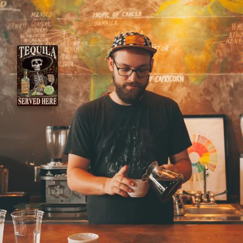 SUPERDANT Tequila Served Here Tin Signs Skull Metal Sign Poster Funny Bar Club Vintage Wall Art Plaque Home Wall Decor for Man Cave Garage Pub Kitchen Living Room Bedroom Party Decoration - Thumbnail 5