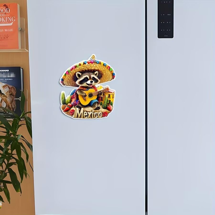 Imán decorativo de acrílico estilo mapache mexicano miniatura 6