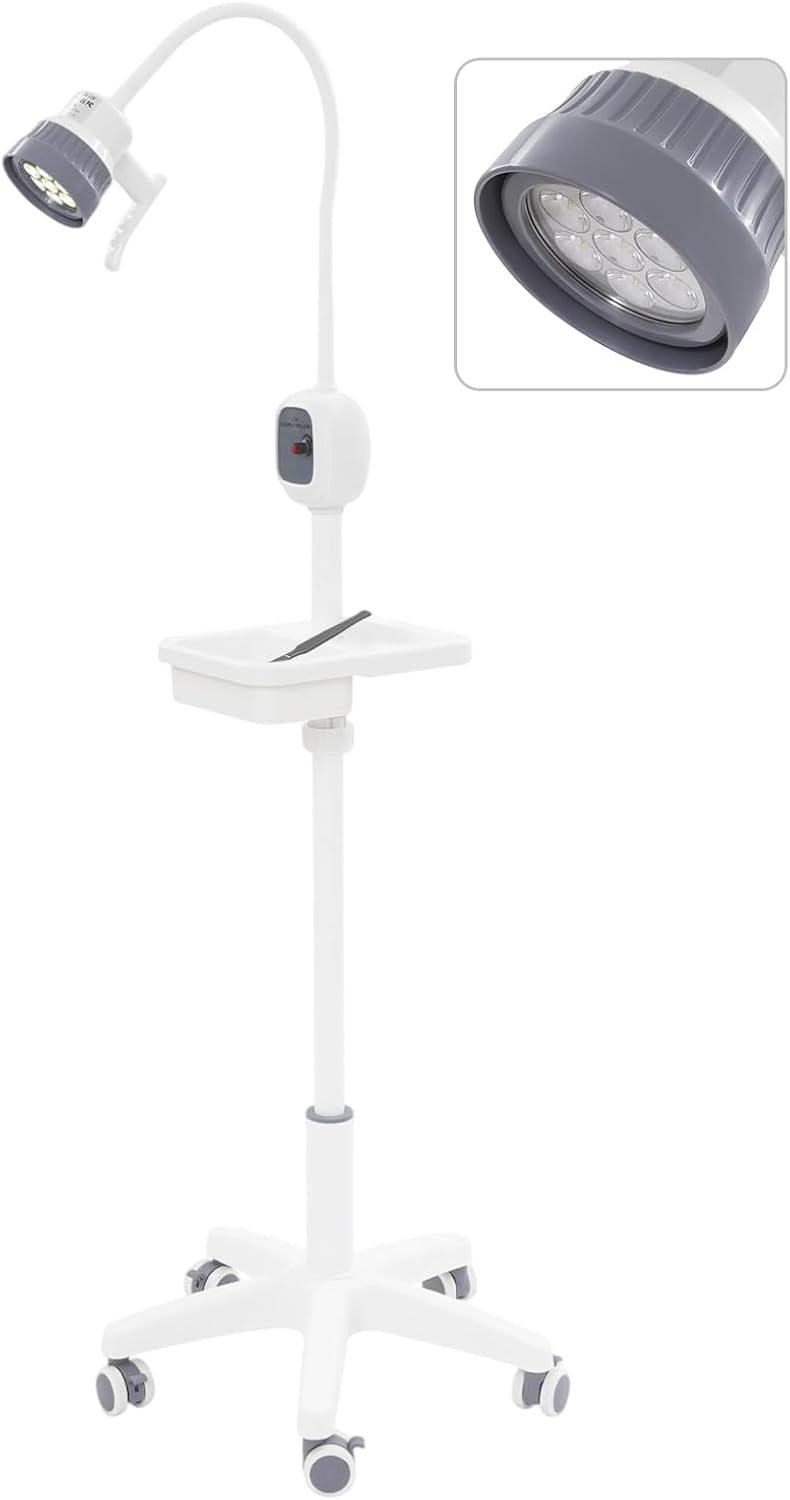 Dental Teeth Examination Light, Floor Standing Exam Lamp LED Dimmable Examination Lamp w/Wheels&Hand Push Box, Examination Light for Pet Hospital Classroom(Deluxe+Push Handle Box)
