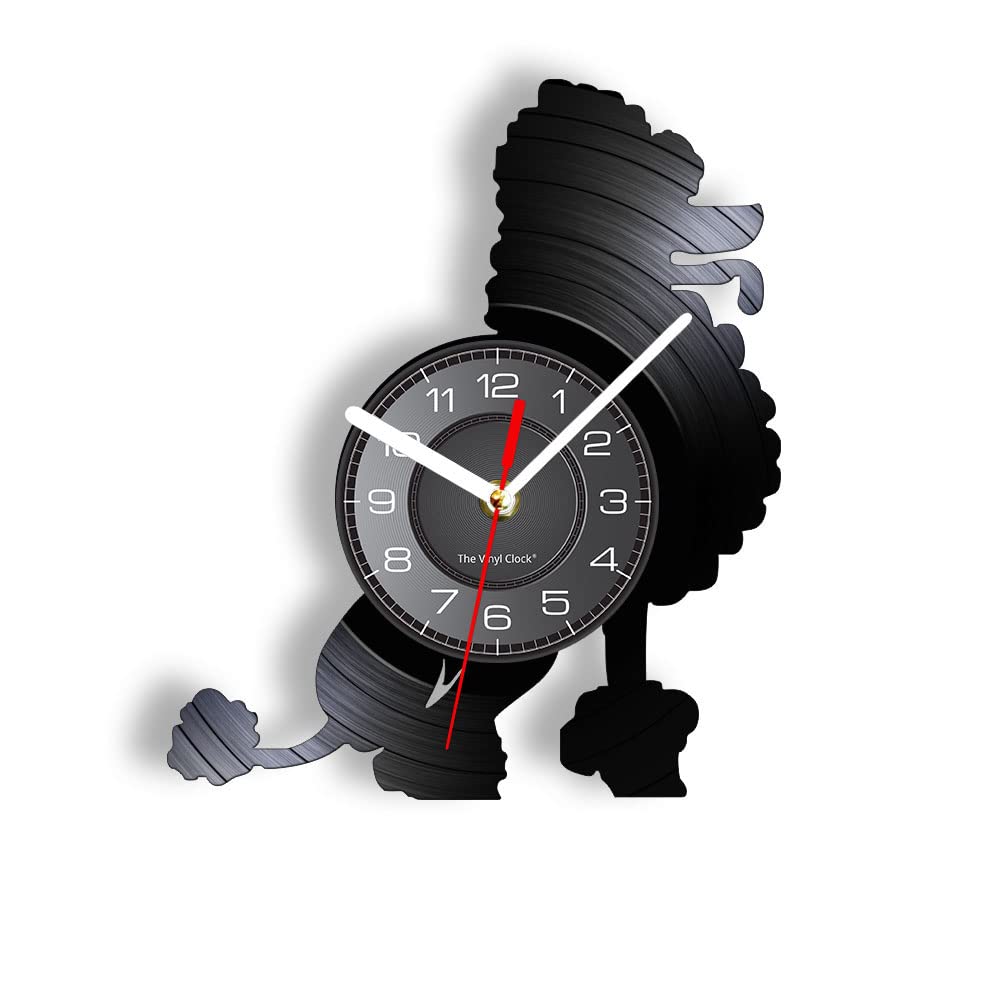 Smotly Black Vinyl Wall Clock, 10 Inch Pet Poodle Design Wall Clock, A Gift For Pet Lovers (Black).