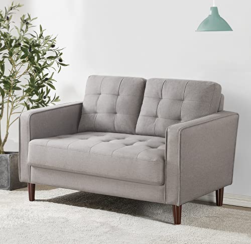 ZINUS Benton Loveseat Sofa, Grid Tufted Cushions, Easy, Tool-Free Assembly, Stone Grey