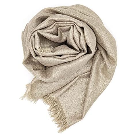 Colours & Beauty Elegante Estola Color Oro Lamè Brillante Para Boda y Ceremonia | Pañoleta Mujer | Pañuelo Verano | Bufanda De Verano Señora | Chal de Fiesta | Chalina Ligera | Foulard Mujer Cover