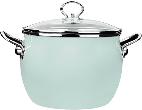 Pasta Pot Nonstick Cookware Enamel Stock Pot with Lid Large Cooking Pot Flat Bottom Stew Pot for Soup, Stew, Canning Induction Pasta Pot, for Stove Non Stick Soup Pot,Green