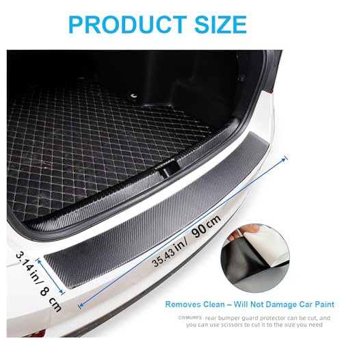 Image of Bumper Guard for SUV, Carbon Fiber Trunk Protector | 35.4 inchx3.15 inch Anti-Scratch. No residue, no curling, UV /water-proof, easy clean, fits most SUVs /trucks. Measure before order.
