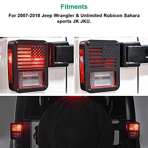Tail Light Cover Compatible with Jeep Wrangler JK/JKU 2007-2018, Taillight Cover Guard with US Flag Pattern Decorative Protector Exterior