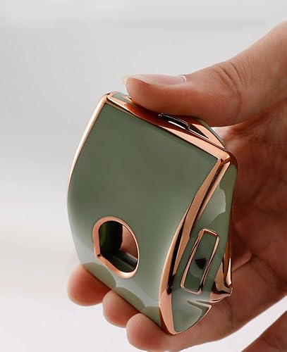 Miniatura 4 de SANRILY Funda para llavero de TPU con borde dorado para Volvo Key Fob Cover XC90 XC60 S60 XC40 sin llave cubierta completa, color blanco roto