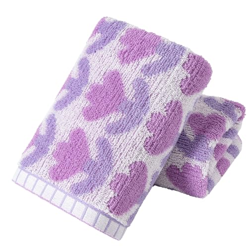 YiLUOMO Purple Tulips Pattern Hand Towel Set of 2 Highly Absorbent Quick Dry 100% Cotton Decorative Hand Towels for Bathroom Hotels Spa 13" X 29" Tulips-purple