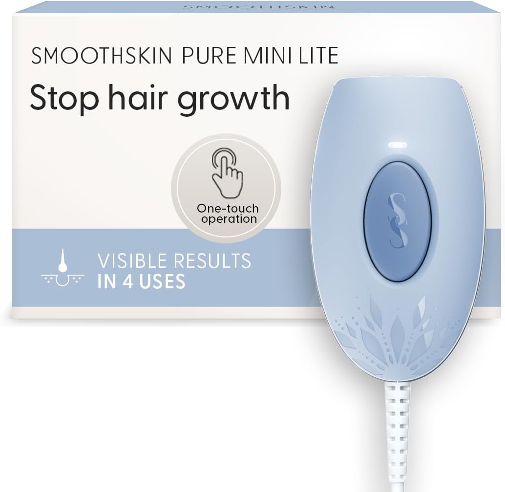 SmoothSkin Pure Mini Lite IPL Laser Hair Removal Device – Compact At-Home Permanent Hair Reduction, Fast & Effective Results, Simple & Easy to Use, Blue