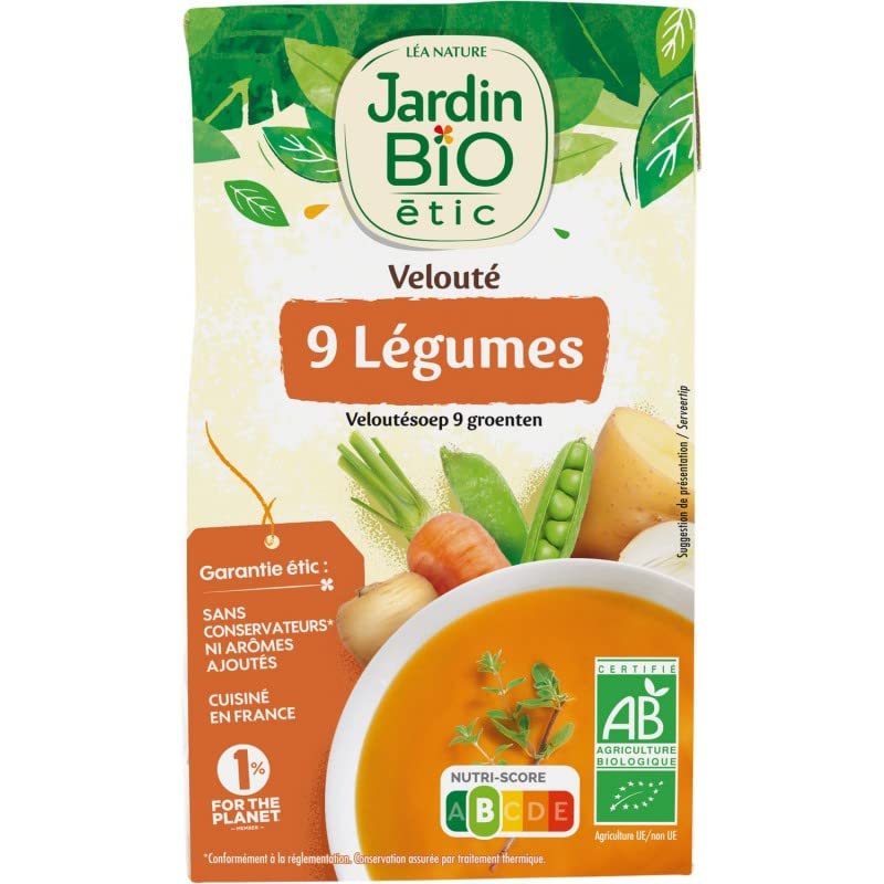 VELOUTÉ DOUCEUR DE 9 LÈGUMES BIO BRIQUE TETRA 1L, JARDIN BIO ETIC, LOT DE 4