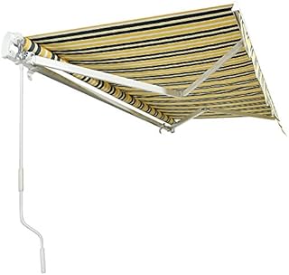Tuff Concepts Manual Garden Awning Canopy Fabric Outdoor Patio Sun Shade Shelter (4m x 3m, Green/White)
