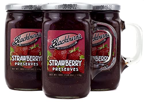 Blackburn's Preserves & Jellys 18oz Reusable Handled Glass Mug Jar (Pack of 3) (Strawberry Preserves) - 2 PACK