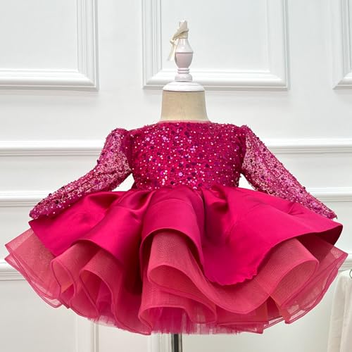 KLFFLGID Baby & Toddler Pageant Dresses Ball Gown with Sequined Bow, Flower Girl & Birthday Party Dresses for Girls 12M-6T2