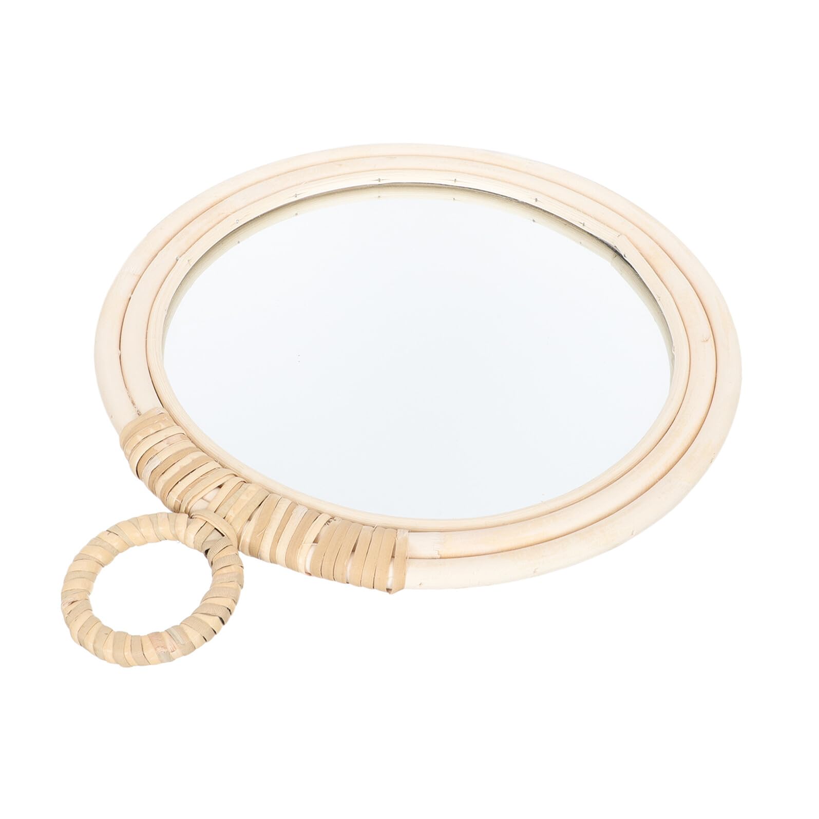 Healeved Nordic Style Wicker Wall-mounted Mirror Small Size Handmade Rattan Decorative Makeup Mirror for Bathroom and Dressing Room Wall Decor