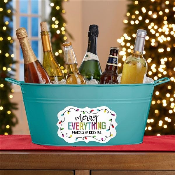 Personalization Universe Merry Everything Personalized Party Tub - Teal