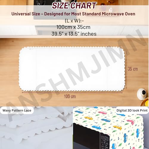 Image of Printed Microwave Oven Cover | Dustproof Waterproof Non-Slip Fabric Cover | Kitchen Decorative Appliance Protector | Kitchen Appliance Cover. (Car)