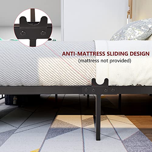 Diolong Queen Bed Frame With Headboard And Footboard Metal Platform Bed Frames Heavy Duty Mattress Foundation No Box Spring Needed Black #TOP6