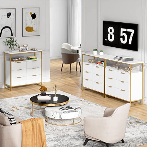 Facbotall Modern Dresser For Bedroom, 6 Drawer Dresser With Shelf, Wood Chest Of Drawers With Sturdy Steel Frame, Large Capacity 6 Drawer Dresser For Closet, Bedroom,Living Room #TOP1